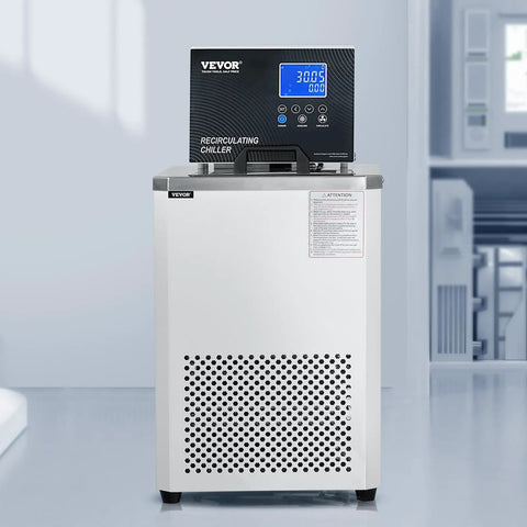 Heavy Duty Lab Chiller Smooth Operator Circulator with digital panel and stainless steel design, six-liter capacity.