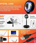 Sunset Lamp Projector LED Night Light With 180 Degree Rotation Rainbow Projection USB Powered Romantic Visual Light features.
