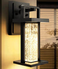 Dusk To Dawn Outdoor LED Wall Light With Crystal Glass 10W 480LM IP23 Patio featuring crystal glass and matte black frame