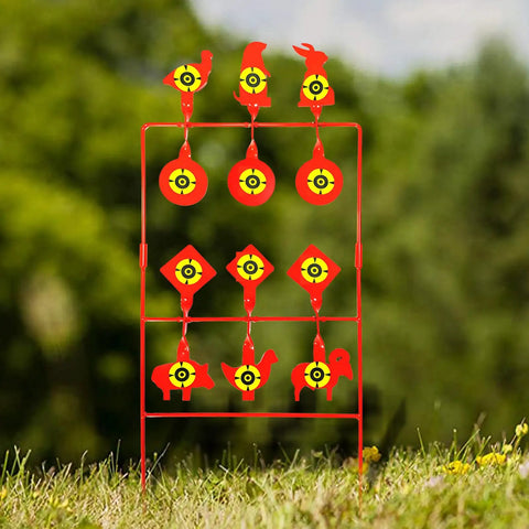 Nine Target Heavy Metal Spinner Set For Pellet Guns And Air Rifles With Animal Silhouettes Auto Reset Backyard Shooting Gear