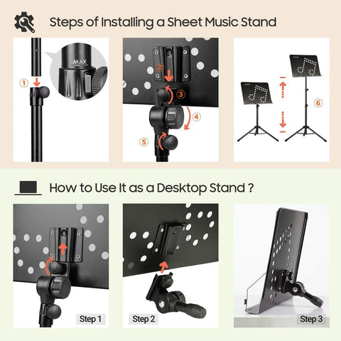 Adjustable Height Metal Sheet Music Stand Featuring Roomy Recording Tray And Portable Carry Bag Built Tough For Road Ready Artists Seeking Zero Fuss Performance
