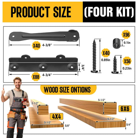 Louver Bracket Kit For Deck Sunblind System And Louver Hardware, Adjustable Brackets That Hold Up To 11 Boards Up To 48 Inches, Ideal For DIY Fences, Window Shutters, Garden, Patio, Indoor And Outdoor Use, 4 Pack