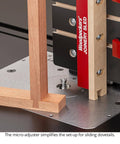 Pro Grade Micro Adjustable Joinery Sled For Precise Box Joints, Miters And Angled Cuts On Table Saw And Router Table, nine inch base