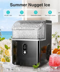 Countertop Nugget Ice Maker Cranks Out 35 Pounds Of Snap Bubble Ice Daily compact design with ice, perfect for cocktails and gatherings.