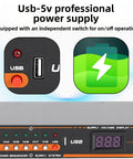 Rock Solid 10 Outlet Power Sequencer With Digital Display And Surge Guard For Home Studio Gear US Plug, features USB port and voltage display.