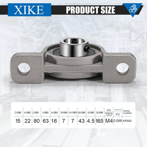 Four Pack KP002 Mounted Pillow Block Bearings Bore 15mm And 0.59 Inch Zinc Alloy Plummer Flanged Bearing template