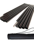 Adjustable Portable Tent Poles 74.8 Inches Beefy Rustproof Thickened Iron Stakes For Camping Hiking Van Awnings Beach Tents With Storage Bag 2 Pack Black