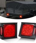 LED Trailer Light Kit 2 Pack Square Stop Turn Tail Side Marker Lights With Beefy Steel Mounting Box And License Plate Bracket