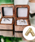 20Pcs Brass Hidden Barrel Hinges 5x25mm Concealed Hinges for Jewelry Boxes, gold finish shown in use with wooden jewelry box.