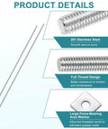 Fully Threaded M8-1.25 Rod 450mm Stainless Steel Right Hand Studs With Nuts And Washers features and details