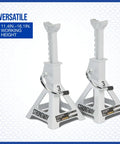 Beefy Aluminum Jack Stands Pair For Heavy Duty Lifts, 12,000 Pound Total Capacity, Lift Range 11.4 To 16.1 Inches