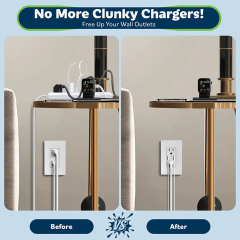 Before and after using the In-Wall USB-C Charging Outlet 2-Port 3.6A 18W With 2 Tamper-Resistant 15A Receptacles UL Listed 2 Pack.