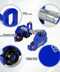 1 Ton Beam Trolley With Heavy Duty Manual Push, Adjustable Flange, dual track rollers, showing features like lifting ring and bearing wheels