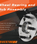 Rear Wheel Hub And Bearing Assembly With ABS For Acura Integra 1990-2001, Honda Civic Del Sol 1995-1997, And Honda Civic 1992-2000 4 Lug Rear Disc, OE Grade Replacement, Bolt-On Fit, Pair