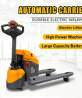 3300 Lb Electric Pallet Jack With 48 X 27 Forks For Smooth Warehouse Moves, features ergonomic handle and durable battery.