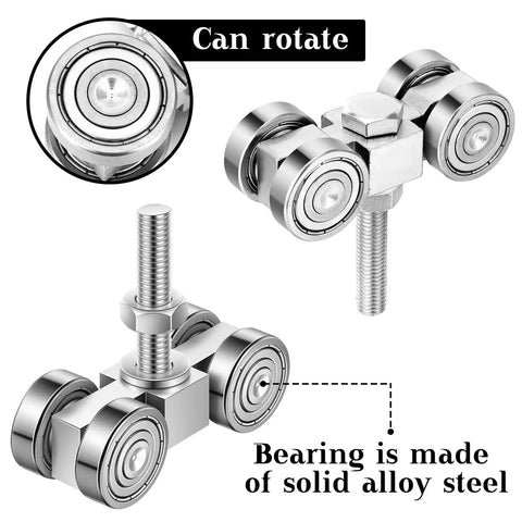 Heavy Duty Track Roller Wheels Trolley Assembly with Silent Welded Rollers and M10 Bolts, fits 1-5/8 inch strut channel