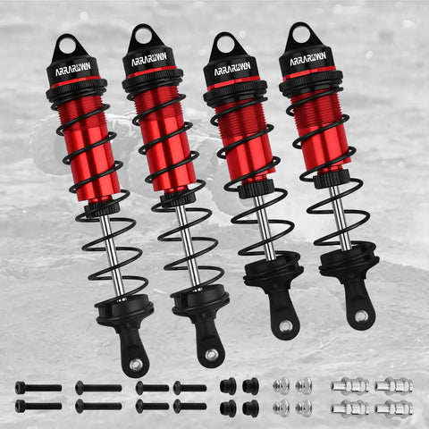 Heavy Duty Adjustable Front 110mm And Rear 130mm RC Shock Absorber Set For 1/8 Scale Buggies And Truggies Built To Handle 6S Power