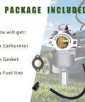 Carburetor Replacement Kit For 17.5HP To 21HP Lawn Mower And Tractor Engines, includes carburetor, gasket, and fuel line, fits 33M677 33M777.