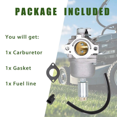 Carburetor Replacement Kit For 17.5HP To 21HP Lawn Mower And Tractor Engines, includes carburetor, gasket, and fuel line, fits 33M677 33M777.