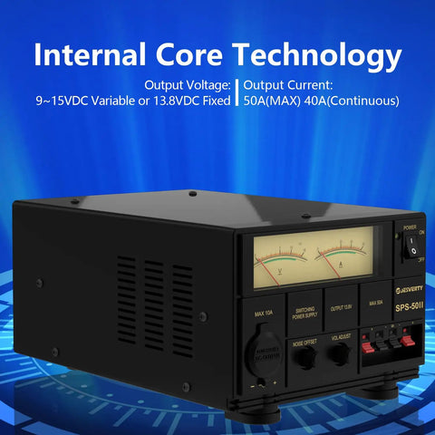 Compact 50 Amp Bench Power Supply Regulated AC to DC Converter for Home Lab with voltage display and controls