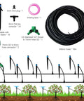 All In One Garden Drip Irrigation Kit No Tools Needed With Push To Connect Fittings And Fifty Nine Feet Flexible Tubing diagram