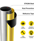 Rock Solid Yard Safety Bollard, Heavy Duty 24 Inch Tall Steel Parking Barrier Post, 12 Gauge Thick Wall With 8X8 Inch Base And Four Anchor Bolts, Bright Yellow Powder Coated For Driveways And Job Sites, features STK290 steel and rust prevention.