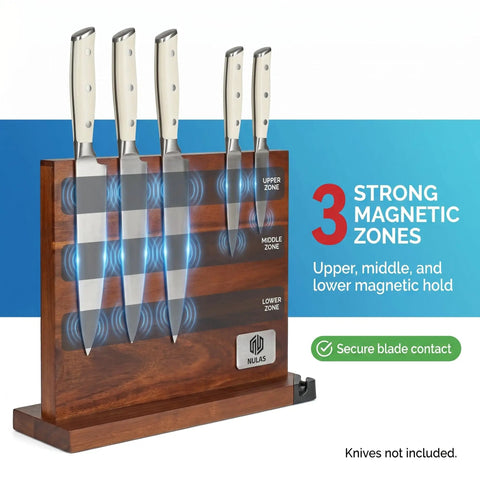 Built In Sharpener Magnetic Knife Block With Double Sided Storage Keeps Up To 12 Knives And Metal Kitchen Tools No Brainer Display