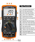 Gearhead Friendly Engine Analyzer And Automotive Multimeter For DIY Mechanics shown with features and dimensions.