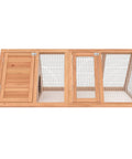 Outdoor A Frame Rabbit Hutch And Small Animal Coop With Two Door Run Cage, wooden triangle design with ventilated wire for small pets.