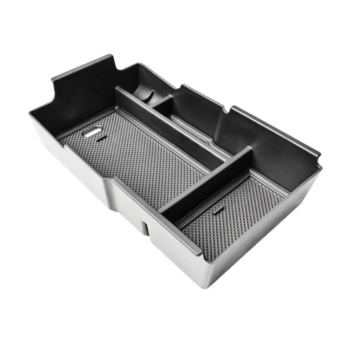 Chevy Equinox Center Console Organizer Tray 2025 2026 Fits LT RS ACTIV Armrest Storage Box Interior Pallet Insert Not for EV Middle Console Tray Must Have With Easy Access and Enhanced Organization, black plastic insert on white background.