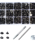 70 Sets 15mm Five Eighths Inch Heavy Duty Snap Fasteners Kit Metal Snaps For Leather Crafts Sewing And Repair Clothing Button Kit With Snap Installation Tool Durable Gun Black Finish
