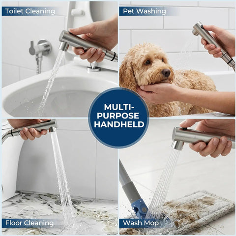 2 In 1 Bidet Attachment With Handheld Sprayer Ultra Slim Design Adjustable Water Pressure Nozzle Cold Water for multi-use cleaning