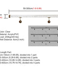 Slick Clear Acrylic Stair Handrail With Glossy Gold Brackets For Modern Homes And No Sweat Non Slip Grab Bar Kit Along Super Sturdy Wall Mounted Safety Rails For Tight Foyer Entries, dimensions and material details chart.
