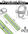 Diagram of 4 Pack Quick Release Shackle Set With Reflective Handles For Firefighter SCBA Masks, Marine Grade 316 Stainless Steel.