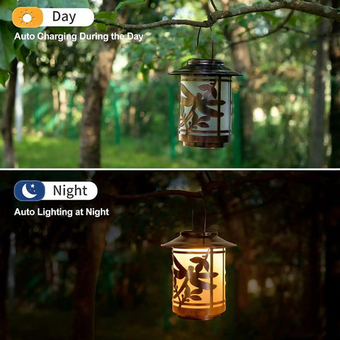 Outdoor Solar Lantern Dragonfly Metal Light Waterproof Garden Decor for patio courtyard tabletop LED night ambiance view