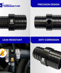 Universal LS Swap Radiator Hose Barb Coupler Adapter With One Eighth Inch NPT Steam Port For One And A Quarter To One And A Half Inch Hoses Aluminum Coolant Crossover Splice For Steam Vent Radiator Fitting