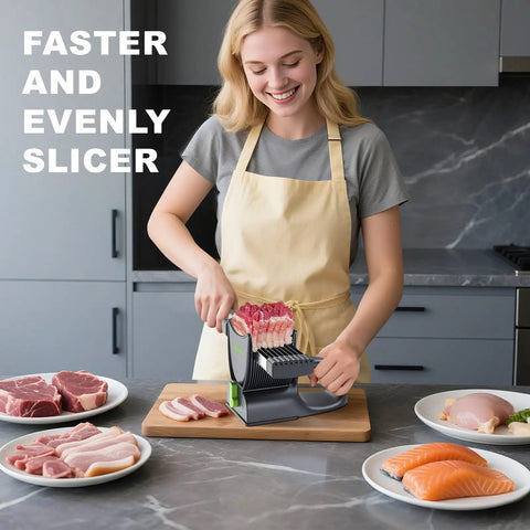 Home Chef Popular Pro Meat Slicer With Adjustable Blade Thickness And Steady Grip Handle For Quick Pork Beef Chicken Slicing Zero Hassle Cleaning Kitchen Staple