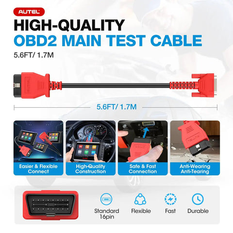 OBD2 Diagnostic Cable For 808 Series Scanners 16 Pin DB15 OBDII Adapter With 5.6Ft Cable 1.7M Length Durable