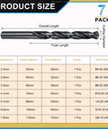 Premium M2 High Speed Steel Drill Bit Set 7 Piece Jobber Bits From 2.3Mm To 7.9MM With 135 Degree Split Point And Black Oxide Finish Totally Cranks Through Metal Wood Like Butter For Pro Mechanics, 7 pack size chart