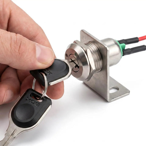 4 Pack 12mm On Off Metal Key Lock Switches With Prewired Leads Rotary Maintained Latching Key Switches Set Includes 8 Keys Built For Easy Use Universal Key System For Shared Gear And Fleet Vehicles, metal key switch with keys