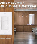 Space Saving Triple Rocker Light Switch With Wall Plate 15A 120V Three Independently Controlled Switches In One Compact White UL And CUL Certified Perfect For Living Rooms And Hallways installed on a wooden wall