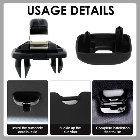 Audi Sun Visor Clip Replacement For Q5 And More ABS Interior Clip Holder Hook Easy Install, shown with usage steps and details.