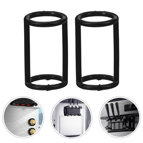 Front view of black Replacement I Shaped Silicone Sealing Ring for Ice Cream Machine and Soft Serve Maker, pack of 2