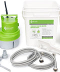 Heavy-Duty Tankless Water Heater Flushing Kit With Powerful Circulation Pump And Durable Stainless Steel Hoses, includes 3-gallon bucket.