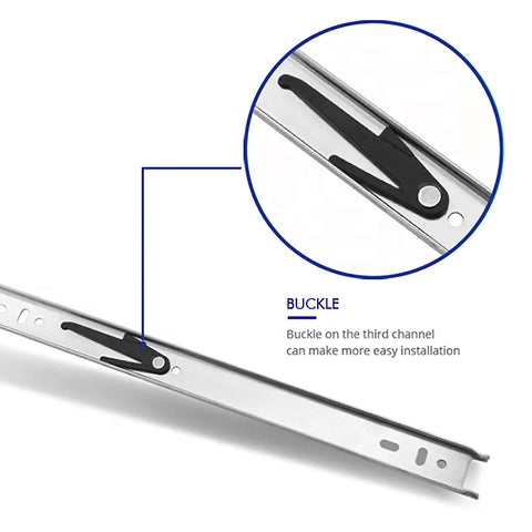 Close-up of the buckle on 10 Pairs Of 12 Inch Full Extension Drawer Slides With Ball Bearing, Side Mount, No Squeak Silent Operation