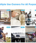 Collage showing multiple uses for Ultra Compact Wireless Mini Camera 1080P HD Tiny Spy Cam with Night Vision in various settings.