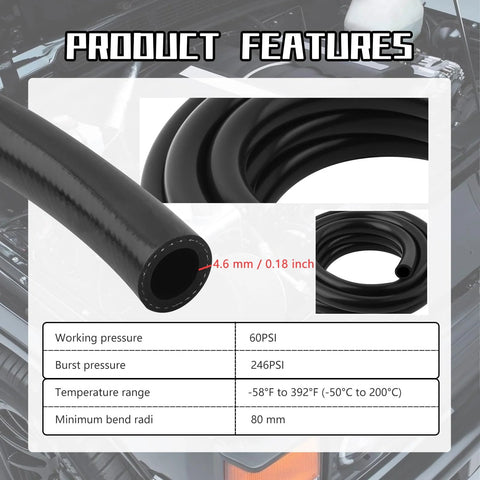 Black silicone heater hose, 16 mm ID by 24 mm OD, 9.84 ft long for automotive coolant/air use.