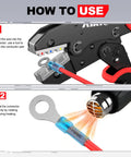 How to use Marine Heat Shrink Ring Terminal Kit for 16-14 AWG Wires with crimp tool and heat application steps.