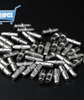 24 Pack Heavy Duty Nickel Plated Shelf Pegs 5mm Metal Shelf Support Pins For Bookshelves Cabinets And Closets on black background.