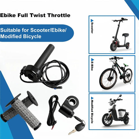 Full Twist Throttle For Surron Style Ebike Ride-Ready With Ignition Switch, Waterproof 12V-72V Plug-And-Play Throttle Grip For Electric Bike And Dirt Bike, Compatible With Q20, Q20Pro, H20, H26Pro Rolling Bearing